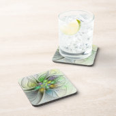 Farbenfrohe Fantasy-Blume Modernes Abstraktes Frak Getränkeuntersetzer (Rechte Seite)