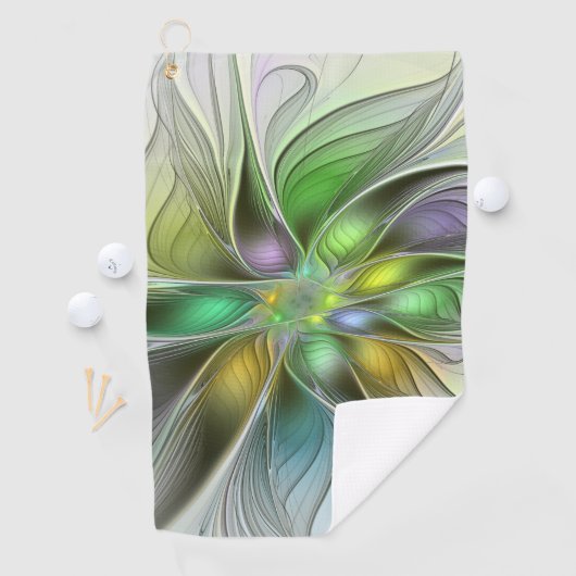 Farbenfrohe Fantasy-Blume Modernes Abstraktes Frak Golfhandtuch (Insitu)
