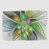 Farbenfrohe Fantasy-Blume Modernes Abstraktes Frak Golfhandtuch (Horizontal)