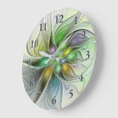 Farbenfrohe Fantasy-Blume Modernes Abstraktes Frak Große Wanduhr (Winkel)