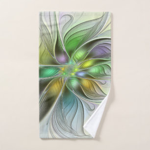 Farbenfrohe Fantasy-Blume Modernes Abstraktes Frak Handtuch