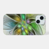 Farbenfrohe Fantasy-Blume Modernes Abstraktes Frak iPhone 15 Hülle (Rückseite (Horizontal))
