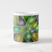 Farbenfrohe Fantasy-Blume Modernes Abstraktes Frak Jumbo-Tasse (Vorderseite)
