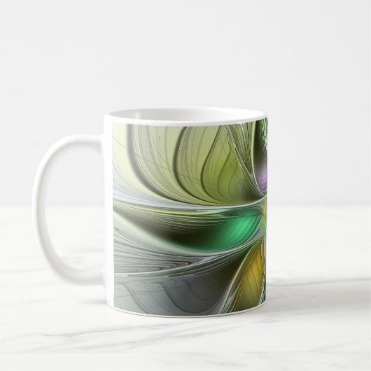 Farbenfrohe Fantasy-Blume Modernes Abstraktes Frak Kaffeetasse (Links)