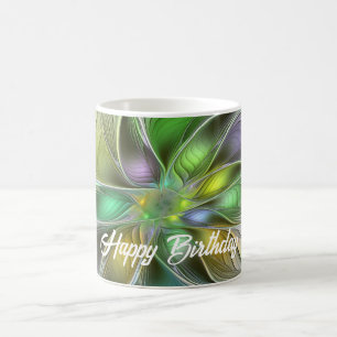 Farbenfrohe Fantasy-Blume Modernes Abstraktes Frak Kaffeetasse