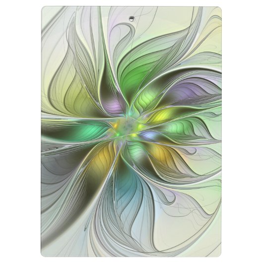 Farbenfrohe Fantasy-Blume Modernes Abstraktes Frak Klemmbrett (Rückseite)