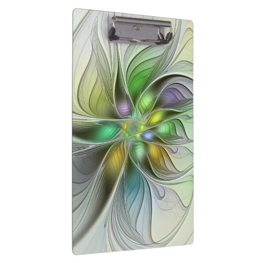 Farbenfrohe Fantasy-Blume Modernes Abstraktes Frak Klemmbrett (Rechts)