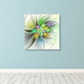 Farbenfrohe Fantasy-Blume Modernes Abstraktes Frak Leinwanddruck (Insitu (Holzboden))