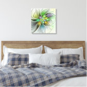 Farbenfrohe Fantasy-Blume Modernes Abstraktes Frak Leinwanddruck (Insitu (Schlafzimmer))