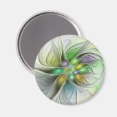 Farbenfrohe Fantasy-Blume Modernes Abstraktes Frak Magnet (Vorderseite/Rückseite)