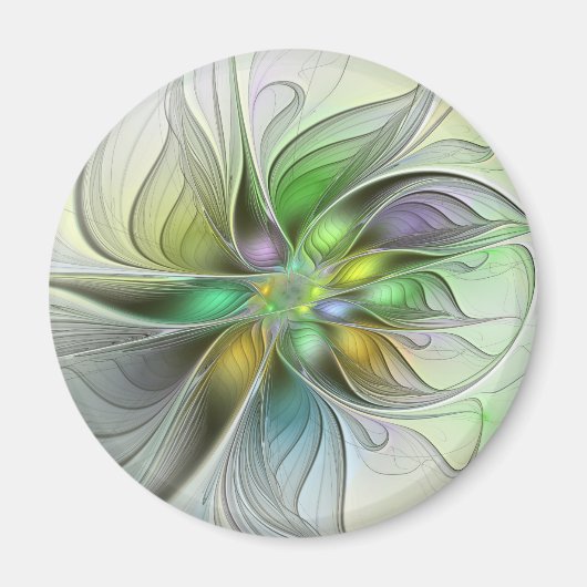 Farbenfrohe Fantasy-Blume Modernes Abstraktes Frak Magnet (Vorne)