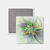 Farbenfrohe Fantasy-Blume Modernes Abstraktes Frak Magnet (Vorderseite/Rückseite)