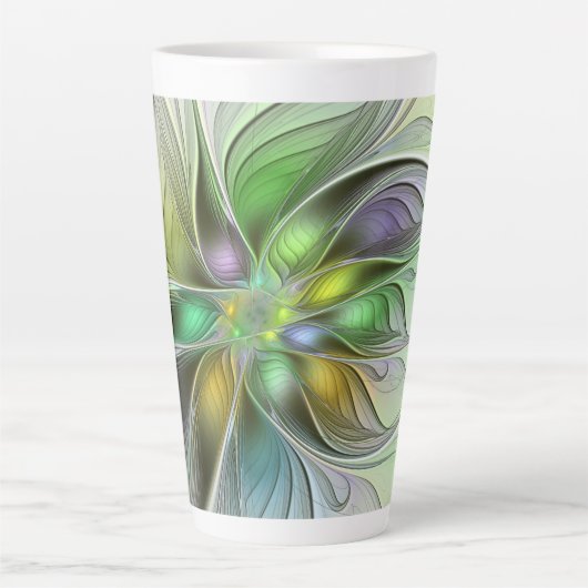 Farbenfrohe Fantasy-Blume Modernes Abstraktes Frak Milchtasse (Vorderseite)