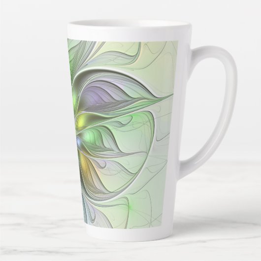 Farbenfrohe Fantasy-Blume Modernes Abstraktes Frak Milchtasse (Rechts)