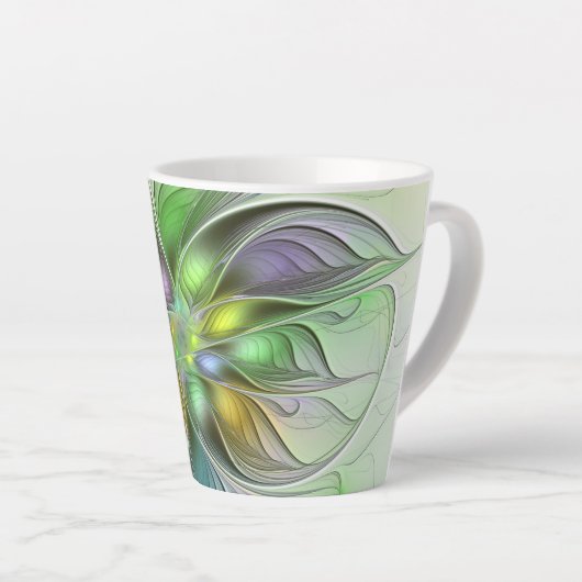 Farbenfrohe Fantasy-Blume Modernes Abstraktes Frak Milchtasse (Rechte Ecke)