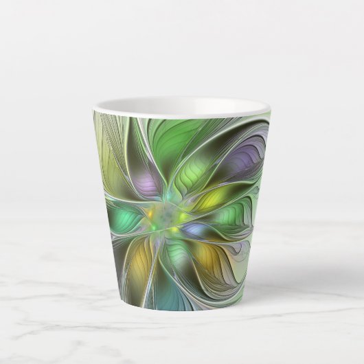 Farbenfrohe Fantasy-Blume Modernes Abstraktes Frak Milchtasse (Vorderseite)