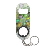 Farbenfrohe Fantasy-Blume Modernes Abstraktes Frak Mini Flaschenöffner (Rückseite)