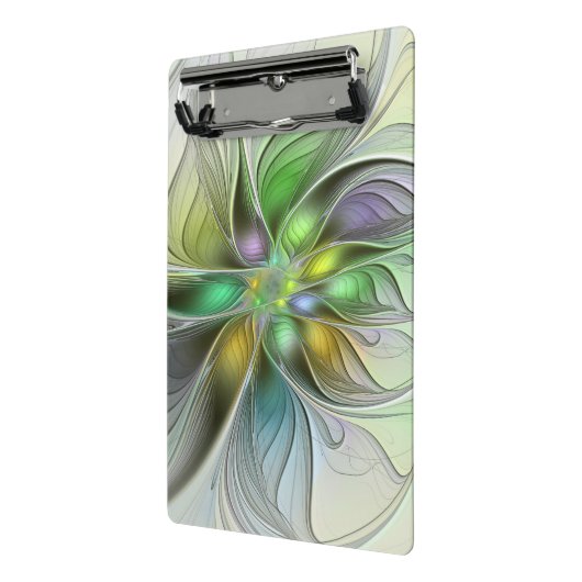 Farbenfrohe Fantasy-Blume Modernes Abstraktes Frak Mini Klemmbrett (Gewinkelt2)