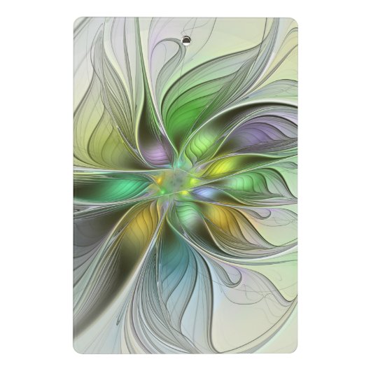 Farbenfrohe Fantasy-Blume Modernes Abstraktes Frak Mini Klemmbrett (Rückseite)