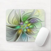 Farbenfrohe Fantasy-Blume Modernes Abstraktes Frak Mousepad (Mit Mouse)