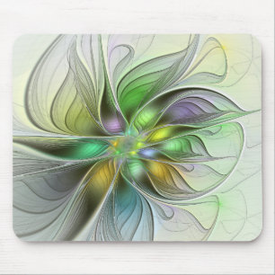 Farbenfrohe Fantasy-Blume Modernes Abstraktes Frak Mousepad