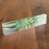 Farbenfrohe Fantasy-Blume Modernes Abstraktes Frak Namensplakette (Seite)