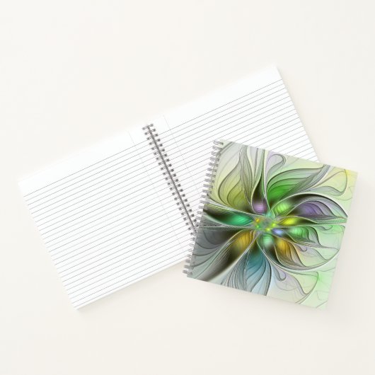 Farbenfrohe Fantasy-Blume Modernes Abstraktes Frak Notizblock (Innenseite)