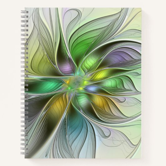 Farbenfrohe Fantasy-Blume Modernes Abstraktes Frak Notizblock (Vorderseite)