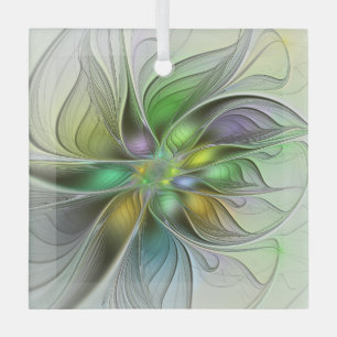 Farbenfrohe Fantasy-Blume Modernes Abstraktes Frak Ornament Aus Glas