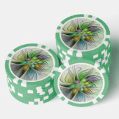 Farbenfrohe Fantasy-Blume Modernes Abstraktes Frak Pokerchips (Stapel)