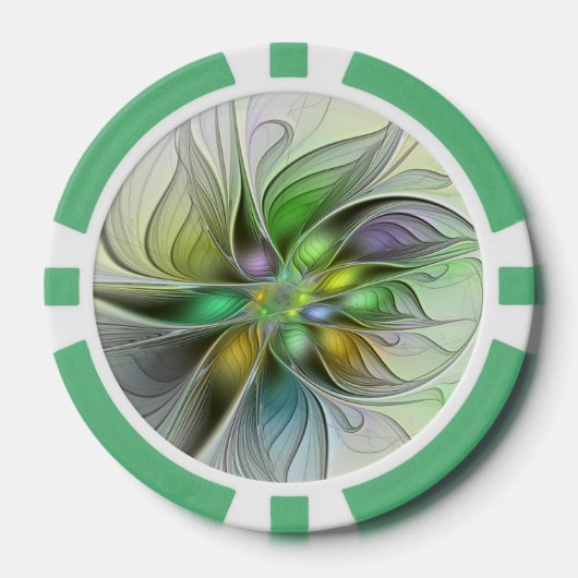 Farbenfrohe Fantasy-Blume Modernes Abstraktes Frak Pokerchips (Vorderseite)