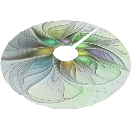 Farbenfrohe Fantasy-Blume Modernes Abstraktes Frak Polyester Weihnachtsbaumdecke (Schrägansicht)