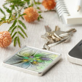 Farbenfrohe Fantasy-Blume Modernes Abstraktes Frak Schlüsselanhänger (Seite)