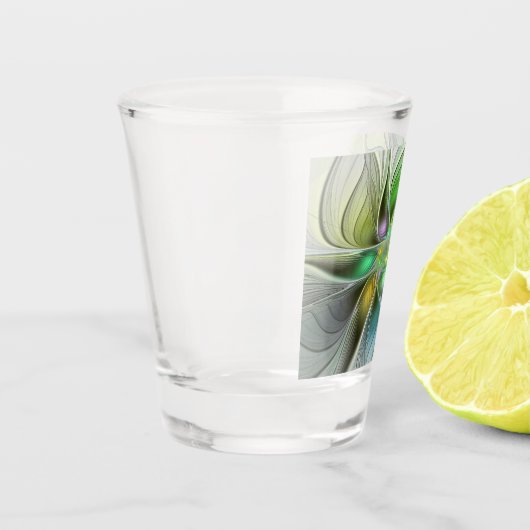 Farbenfrohe Fantasy-Blume Modernes Abstraktes Frak Schnapsglas (Links)