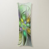 Farbenfrohe Fantasy-Blume Modernes Abstraktes Frak Seitenschläferkissen (Vorderseite Vertikal)