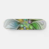 Farbenfrohe Fantasy-Blume Modernes Abstraktes Frak Skateboard (Horizontal)