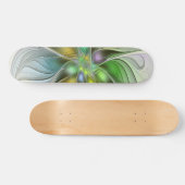 Farbenfrohe Fantasy-Blume Modernes Abstraktes Frak Skateboard (Horizontal)