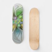 Farbenfrohe Fantasy-Blume Modernes Abstraktes Frak Skateboard (Vorderseite)