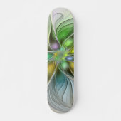Farbenfrohe Fantasy-Blume Modernes Abstraktes Frak Skateboard (Vorne)