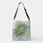 Farbenfrohe Fantasy-Blume Modernes Abstraktes Frak Tragetaschen Mit Langen Trägern (Rückseite)