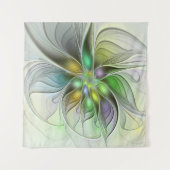 Farbenfrohe Fantasy-Blume Modernes Abstraktes Frak Wandteppich (Vorderseite (Horizontal))