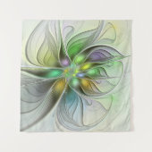 Farbenfrohe Fantasy-Blume Modernes Abstraktes Frak Wandteppich (Vorderseite)