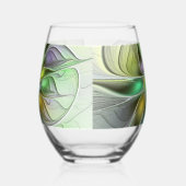 Farbenfrohe Fantasy-Blume Modernes Abstraktes Frak Weinglas Ohne Stiel (Links)