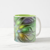 Farbenfrohe Fantasy-Blume Modernes Abstraktes Frak Zweifarbige Tasse (VorderseiteRechts)