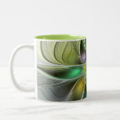 Farbenfrohe Fantasy-Blume Modernes Abstraktes Frak Zweifarbige Tasse (Links)
