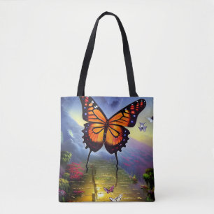 Farbenfrohe Fantasy Butterfly KI Artwork Tasche