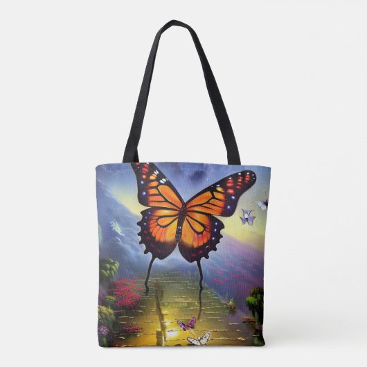 Farbenfrohe Fantasy Butterfly KI Artwork Tasche (Rückseite)