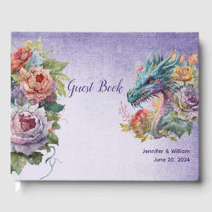 Farbenfrohe Fantasy Dragon Hochzeit Gästebuch