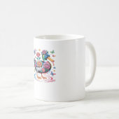 Farbenfrohe Fantasy-Duck mit Blume und Schmetterli Kaffeetasse (VorderseiteRechts)