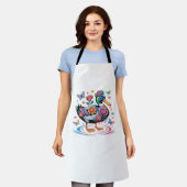 Farbenfrohe Fantasy-Duck mit Blume und Schmetterli Schürze (Getragen)